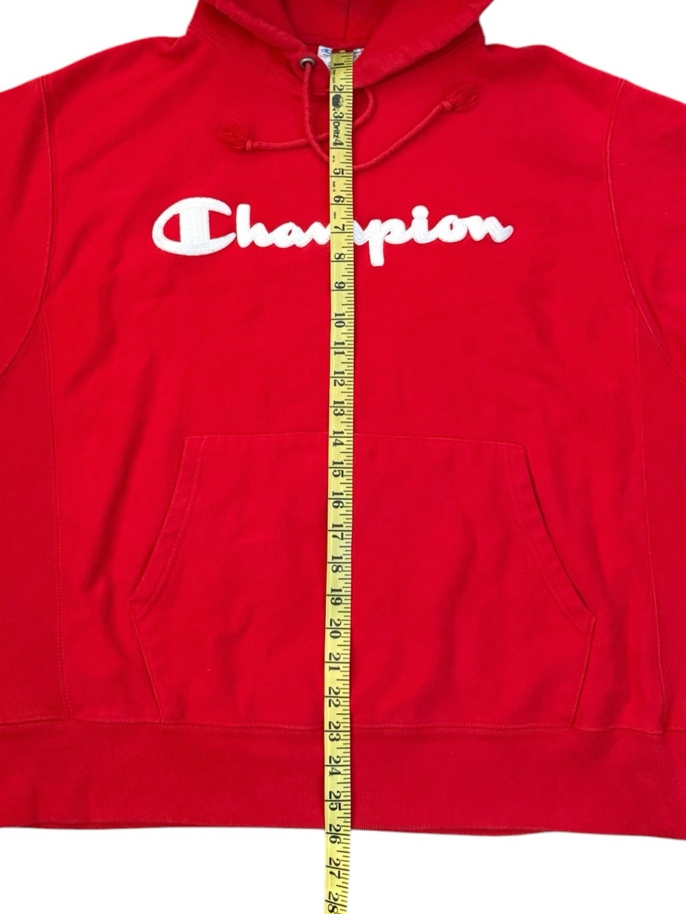Champion Reverse Weave Red Script Logo Hoodie Large - Picture 13 of 15
